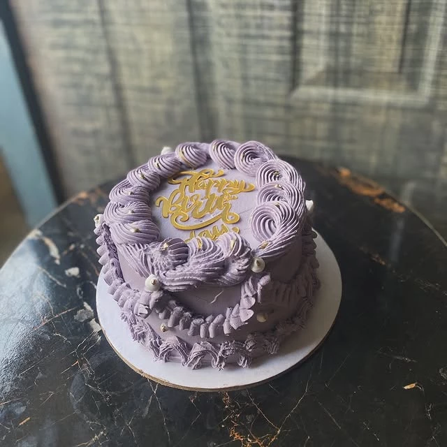 Blueberry HBD cake with classical design and beautiful birthday decorations - Classic Birthday Cakes Karachi By Whisk And Sift